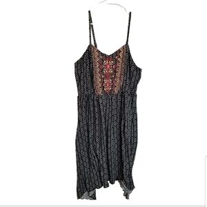 Maurices Dress Women's Junior's 1X Slip Black White Aztec Embroidered Adjustable